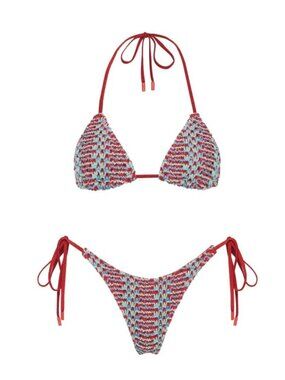 Triangl Vinca Crochet Triangle Bikini SET - Tori Red / Blue - Size Small